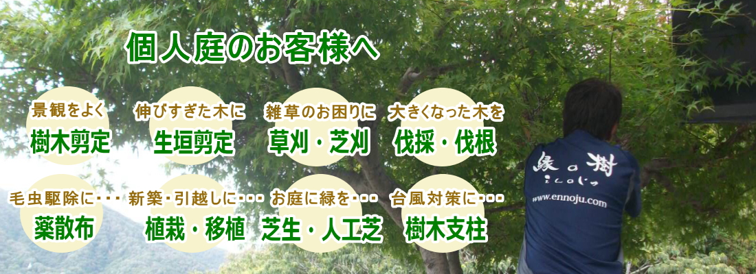 個人のお客様に剪定,草刈,伐採などのサービス料金のご案内